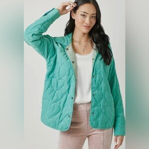 M6. NEW MYSTREE Quilted Heart Jacket W/Pockets Jade Teal Mint Green S,M,L